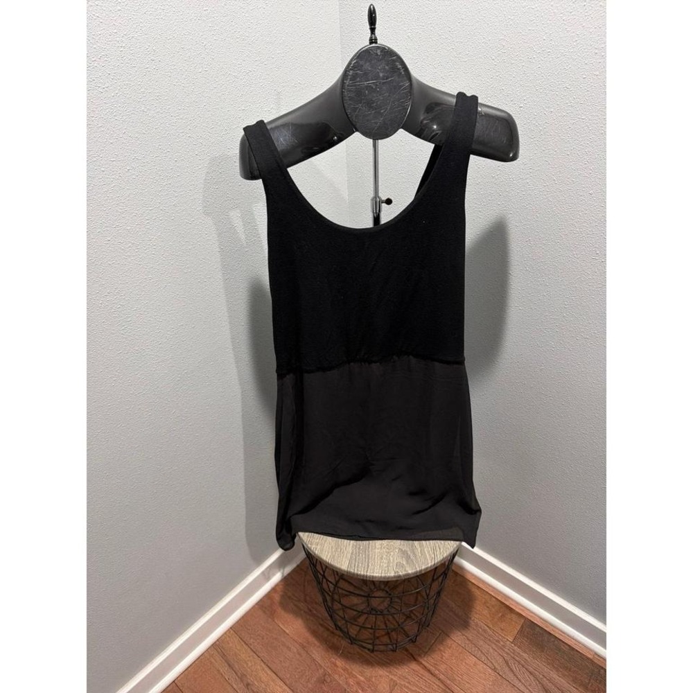 Vince Camuto Black Dress Sleeveless Silver Back Zipper Size Large